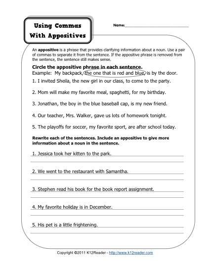 K12 Grammar Worksheets