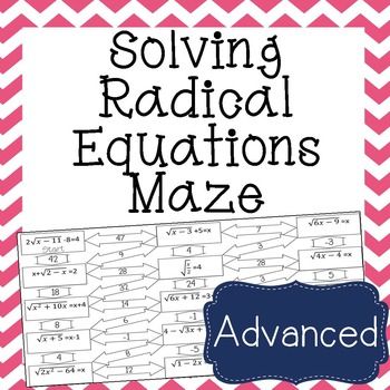 Algebra Radical Equations Worksheet