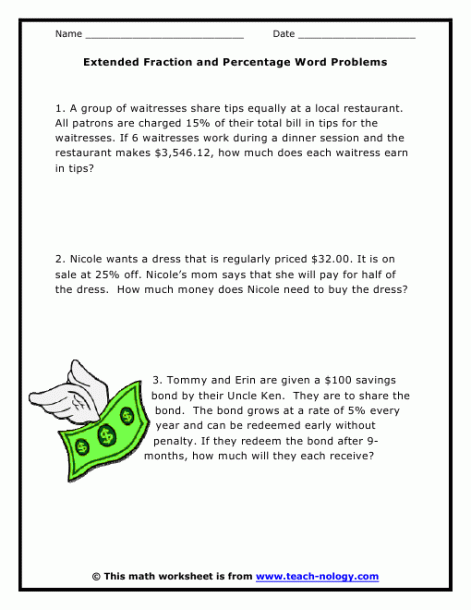 Grade 7 Percent Word Problems Worksheet