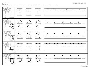 Number Tracing Worksheets 1-5