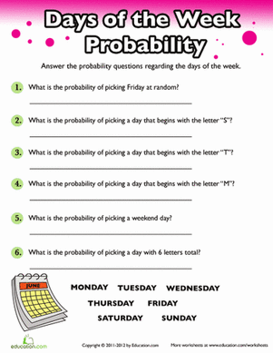 Probability Worksheets Grade 5 With Answers