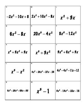 Algebra 2 Factoring Review Worksheet Answer Key