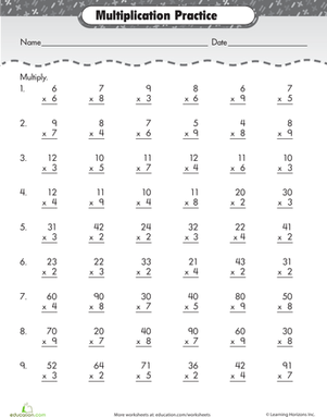 Maths Worksheet For Class 3 Multiplication