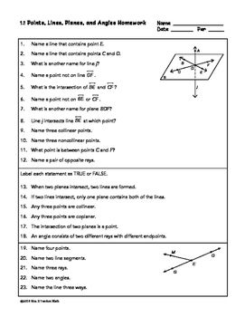 Points Lines And Planes Worksheet Answers