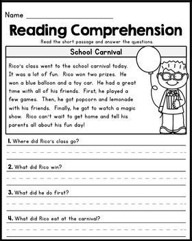 1st Grade Reading Comprehension Worksheets Multiple Choice