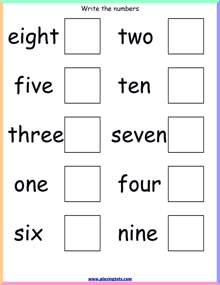 Number Names Worksheet For Preschool