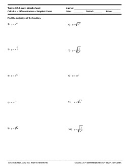 Simple Derivative Worksheet