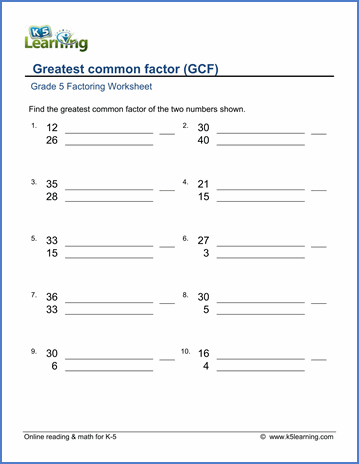 Gcf Worksheets With Answers