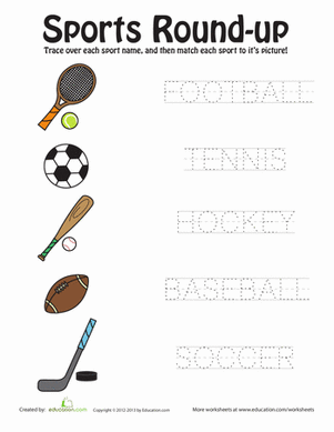 Sports Worksheet Preschool