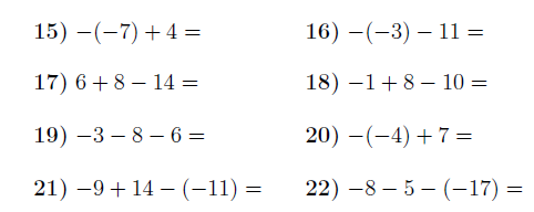 Adding Positive And Negative Numbers Worksheet With Answers