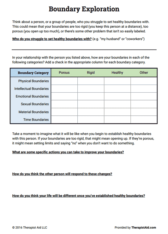 Boundaries Worksheet For Kids