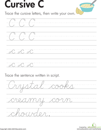 Cursive Worksheets C