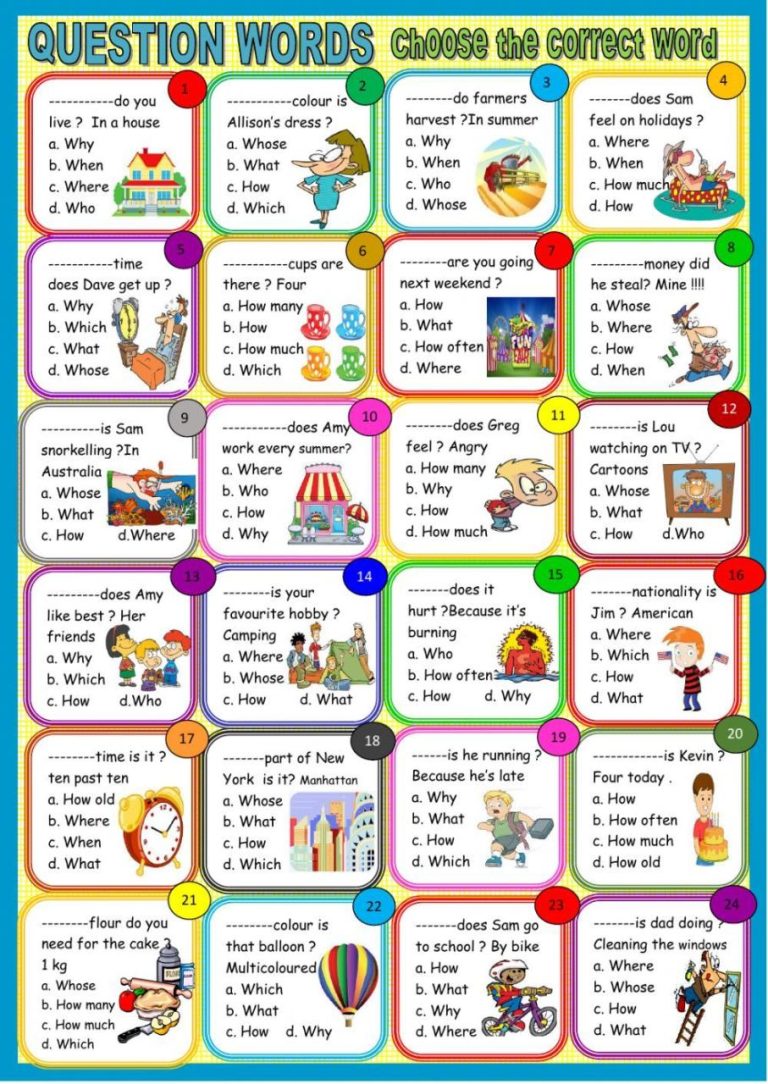 Question Words Worksheet Pdf