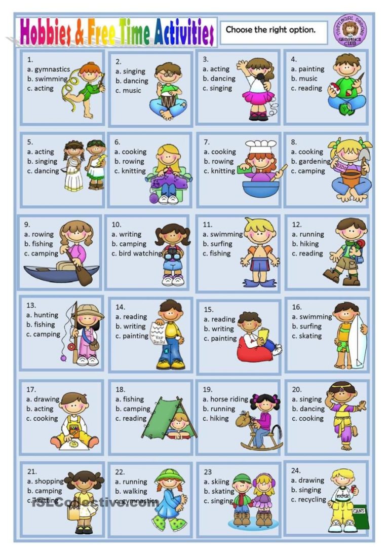 Beginner Free Time Activities Worksheet