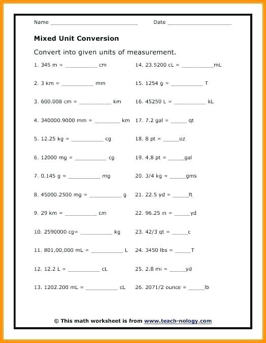 English/metric Conversion Worksheet Answer Key