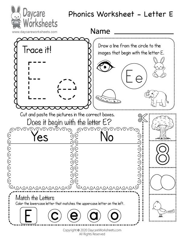 Free Letter E Worksheets For Preschool