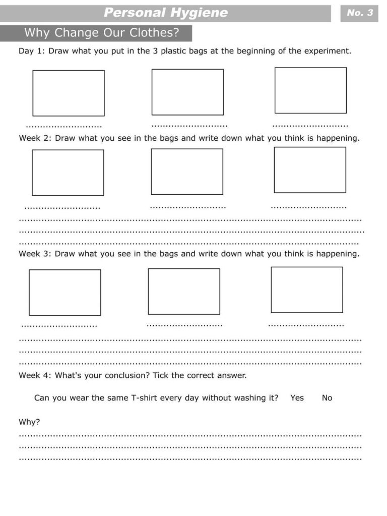 Personal Hygiene Worksheets For Kids