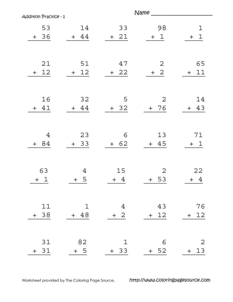 Math Practice Worksheets First Grade