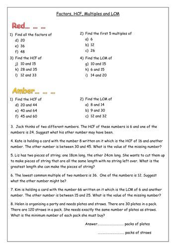 6th Grade Hcf By Prime Factorization Worksheet