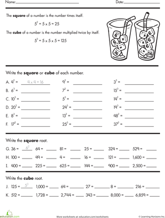 Square Root Worksheets For Grade 6