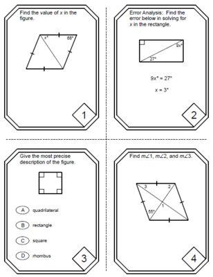 Special Parallelograms Worksheet