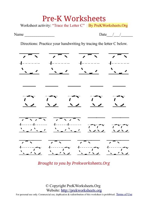 Tracing Letter C Worksheets Pdf