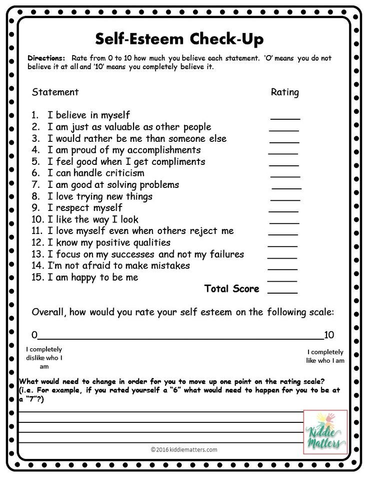 Self Esteem Worksheets