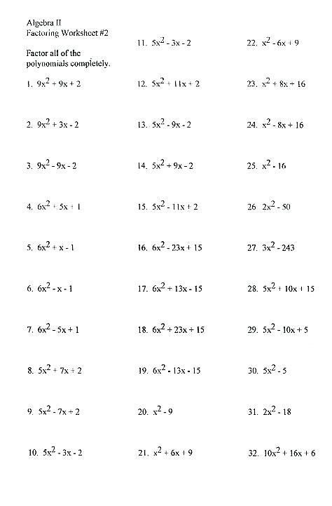 Factoring Practice Worksheet With Answers