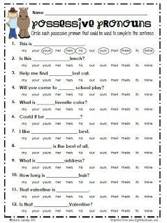 Possessive Adjectives Worksheet Pdf