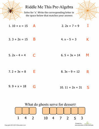 Pre Algebra Worksheets With Answer Key