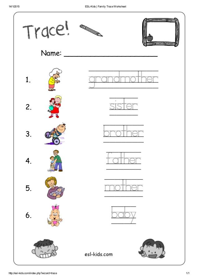 Family Worksheets For Kids