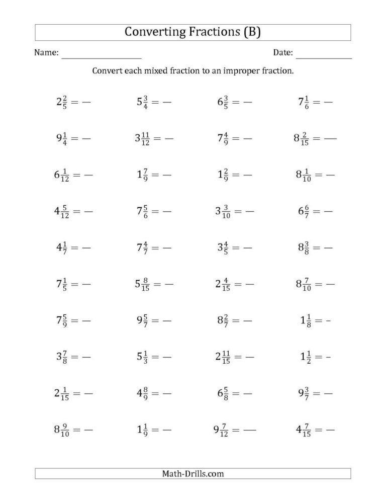 Math Drills Fractions Decimals Percents