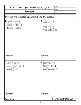 Function Operations Worksheet Pdf