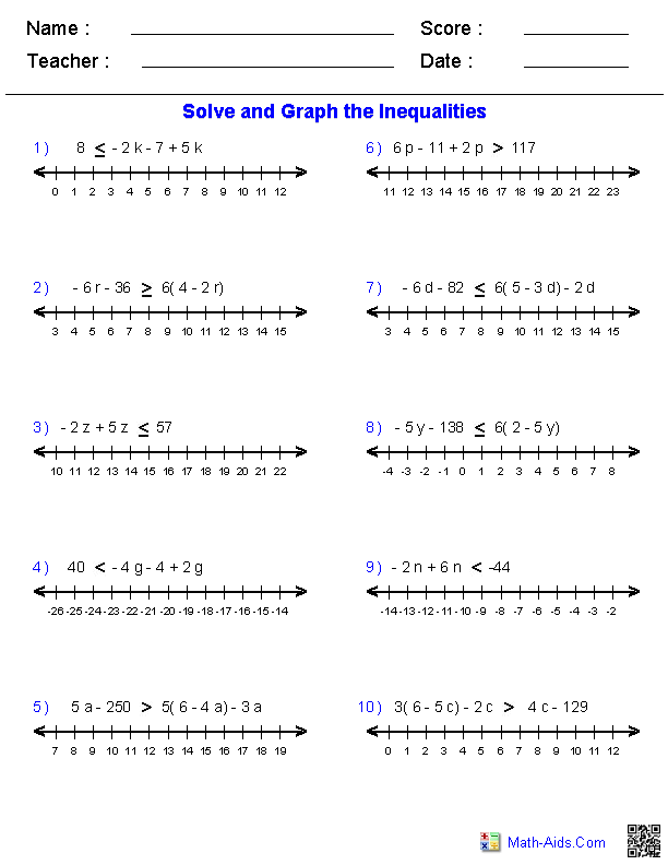 One Step Inequalities Worksheet Pdf