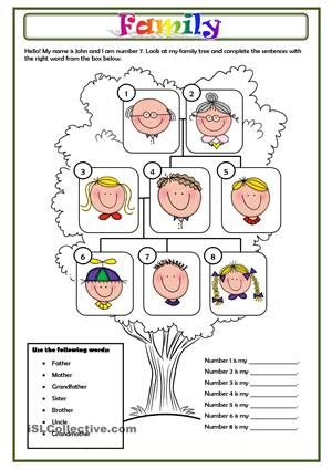 Family Worksheets For Kindergarten Pdf