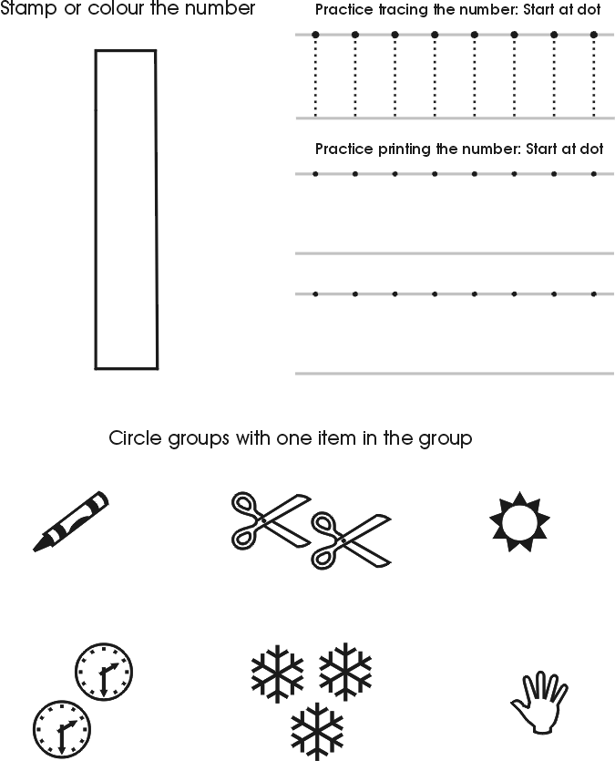 Number 1 Worksheets For Pre K