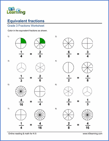 Fractions Worksheets Grade 3 Pdf