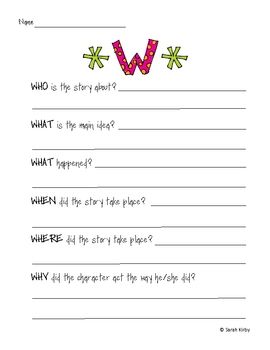 5 W's Worksheets 3rd Grade