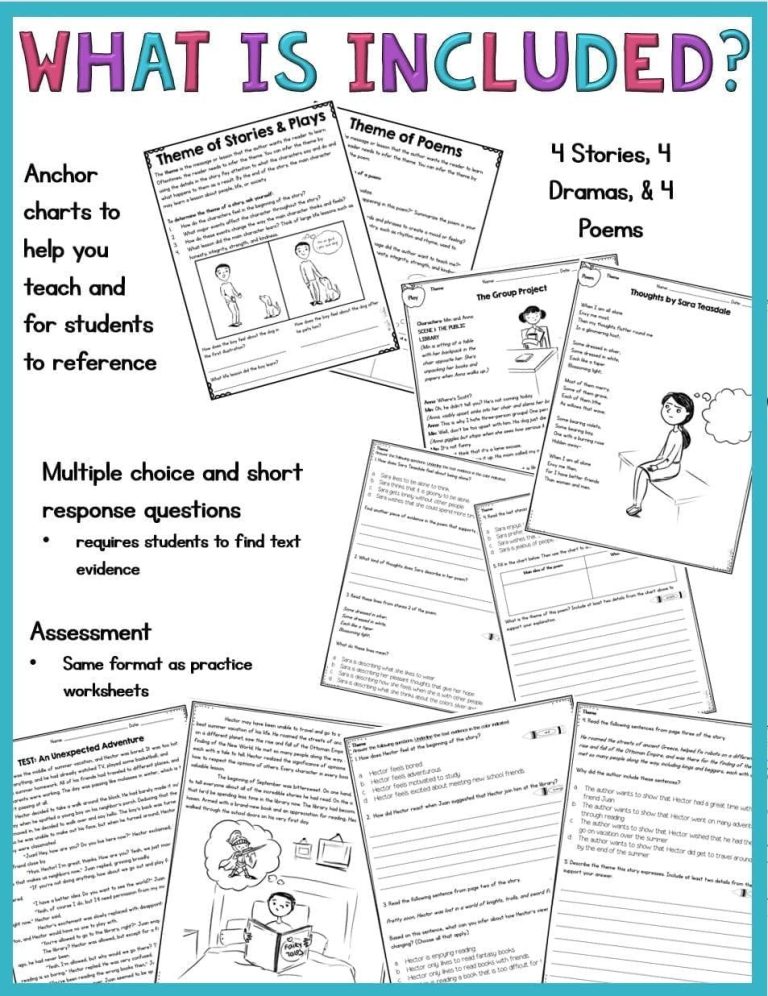 Theme Worksheets 4th Grade