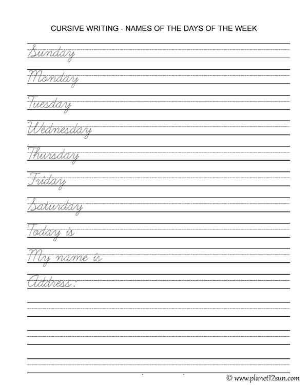 Cursive Handwriting Worksheets Sentences