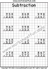 2 Digit Subtraction With Regrouping On Grid Paper