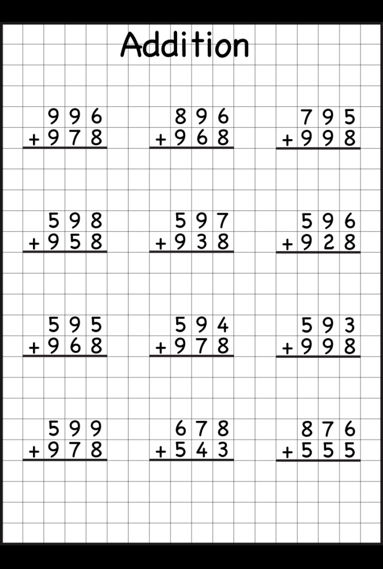 Addition With Regrouping Worksheets 3rd Grade