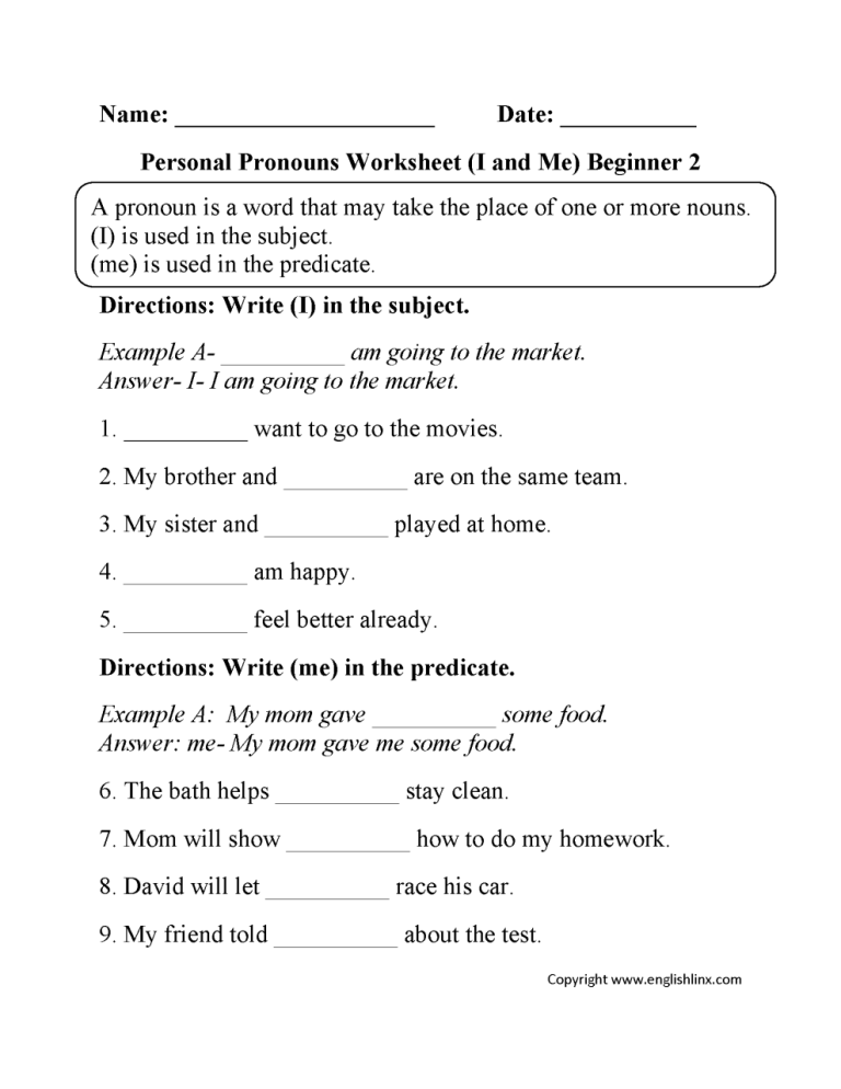 Demonstrative Pronouns Worksheet Grade 6