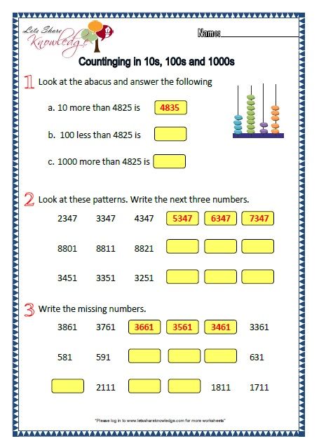 Maths Worksheet For Class 2nd