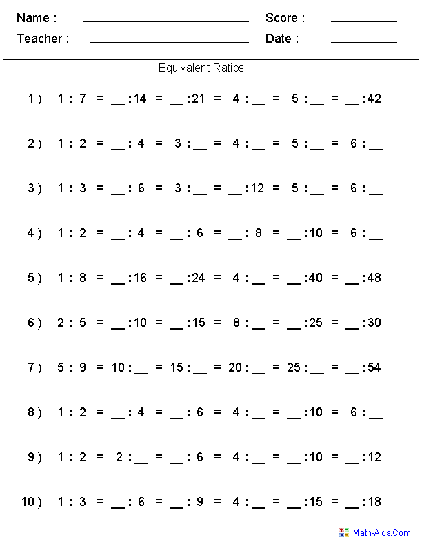 Simplifying Ratios Worksheet With Answers