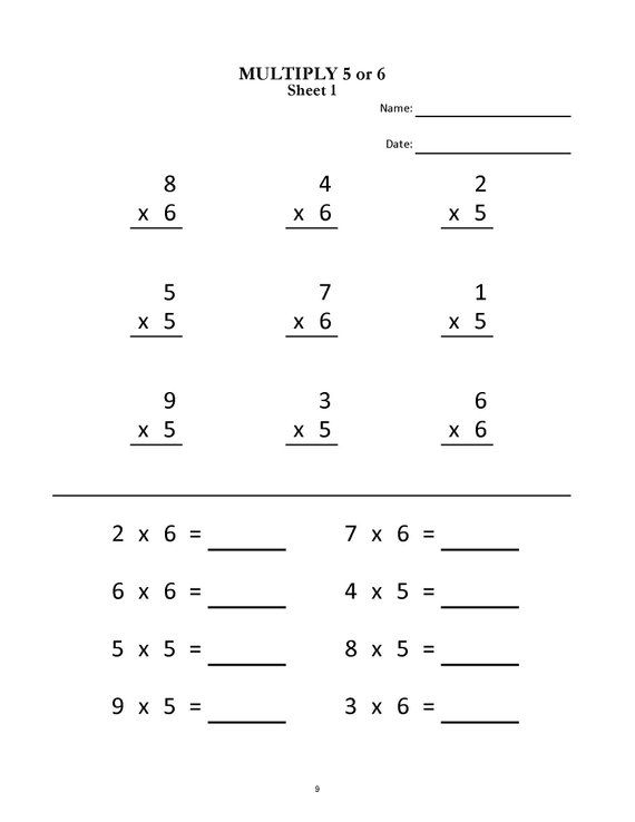 Timed Multiplication Worksheets 2's