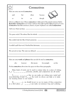 4th Grade Linking Words Worksheet