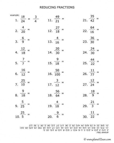 Reducing Fractions Worksheet Pdf