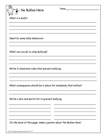 Bullying Worksheets Pdf