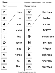 Number Words Worksheet 1-20